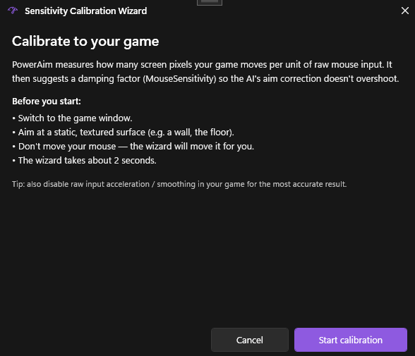 Calibration Wizard dialog