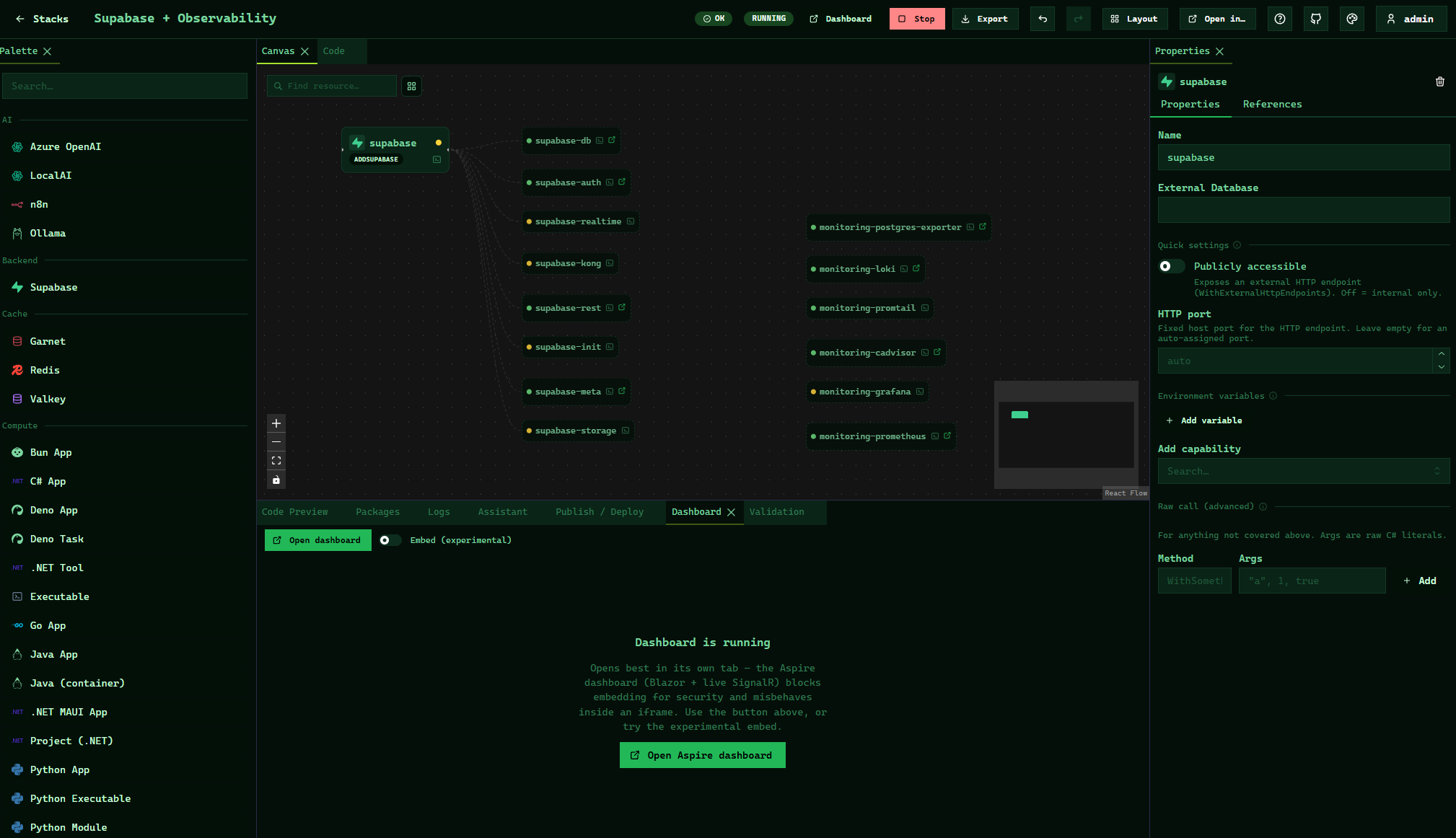 Live resource state on the canvas while a stack runs