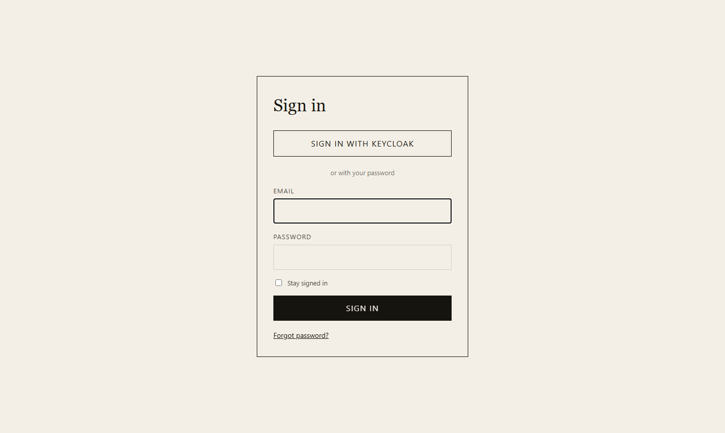 Sign-in page with Keycloak