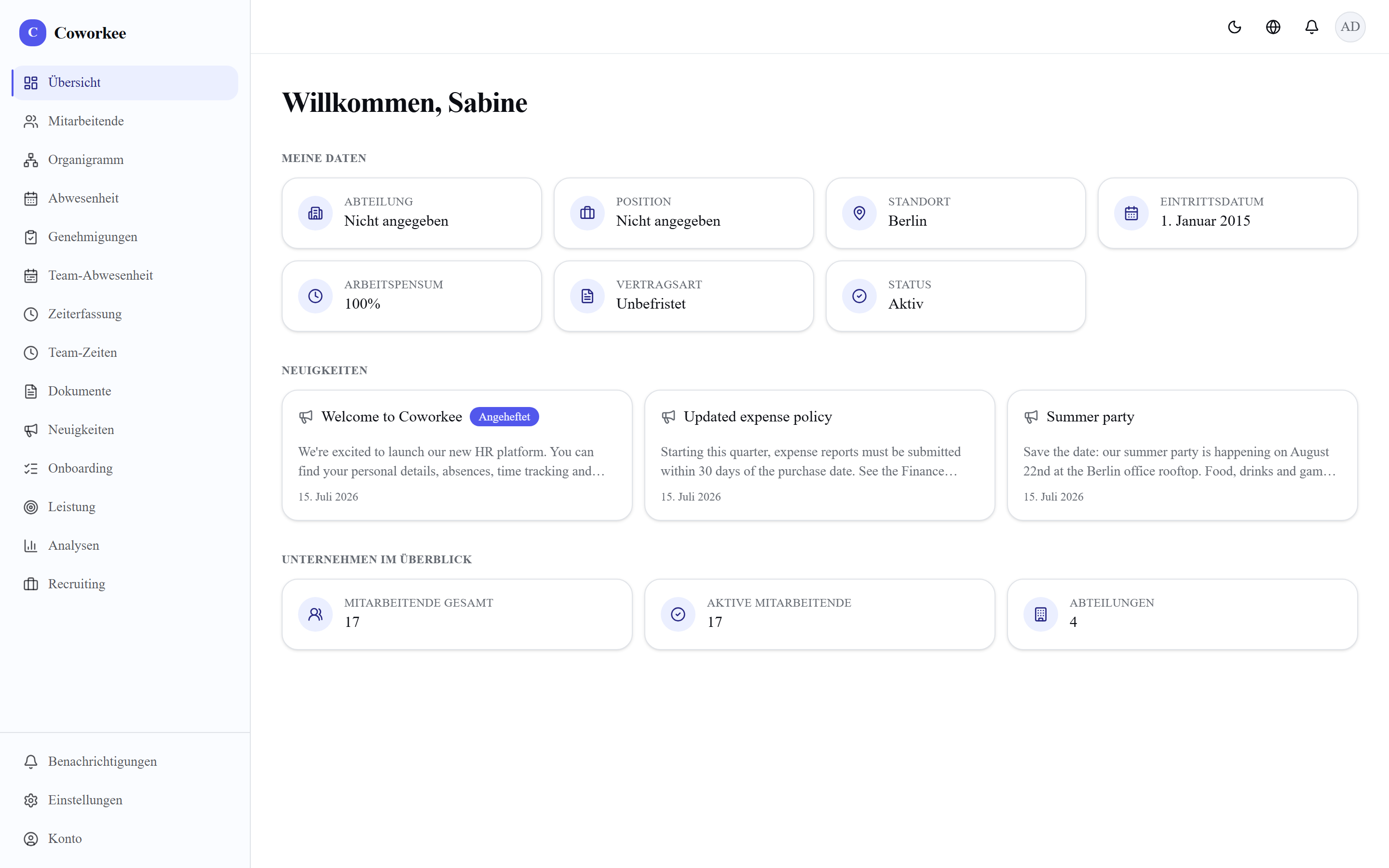 Coworkee dashboard